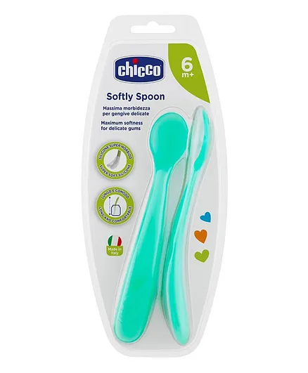 Chicco Soft Silicone Spoon Pack of 2 - Green