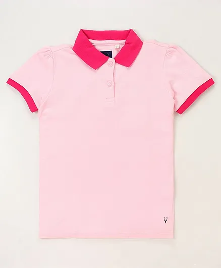 Allen Solly Juniors Half Sleeves Tee Solid Color  - Pink
