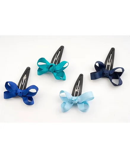 Ribbon candy Set Of Four Bow Snap Clips - Blue