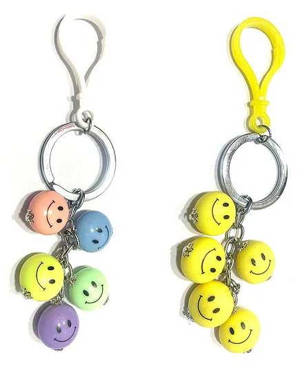 Vast Smiley Metal Antique Key Chain Set of 2 - Multicolor 
