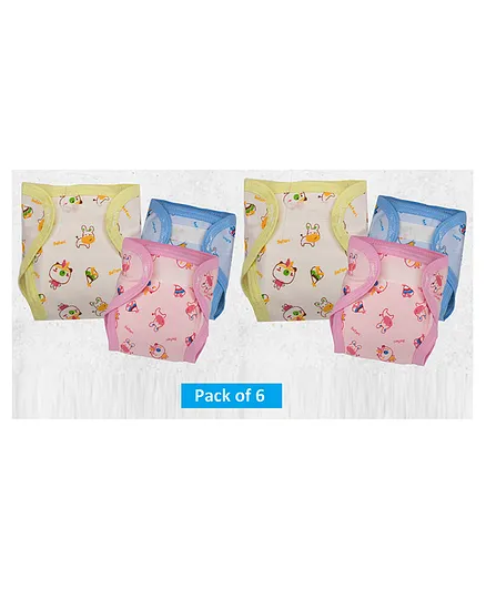 Lollipop Lane Cloth Diapers with Velcro Closure and Muslin Lining - Pack of 6