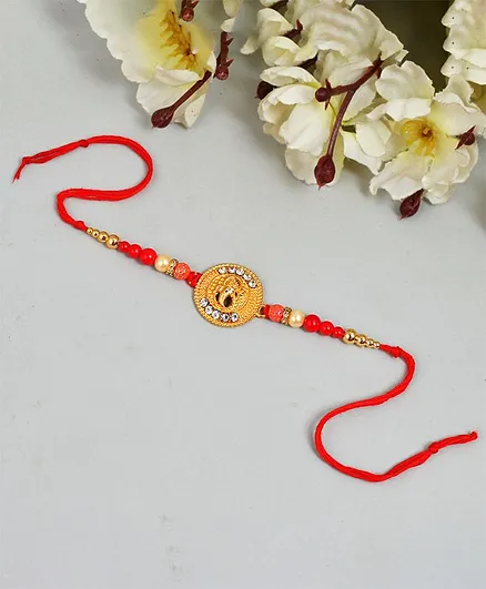 Little Palz Ganesha Studded Desinger Rakhi - Orange