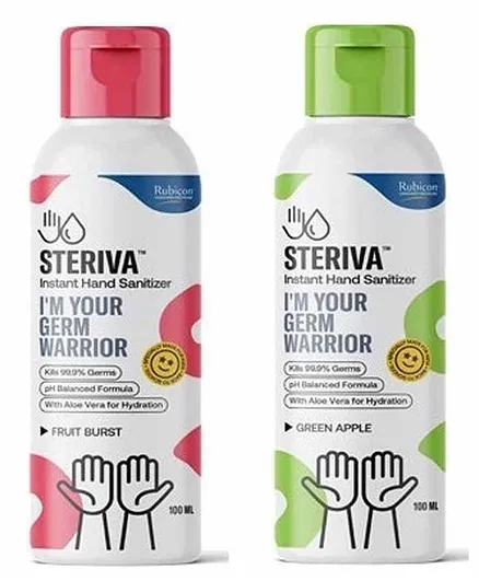 Steriva 62% Alcohol based Hand Sanitizer Pack of 2 - 100 ml Each