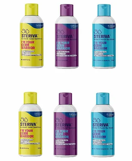 Steriva 80% Alcohol-based Hand Sanitizer  Pack of 6 - 50 ml Each