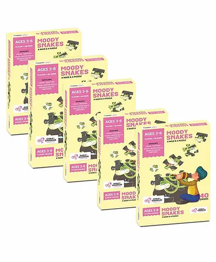 Chalk And Chuckles Moody Snakes Jigsaw Puzzles Pack of 5 Multicolor - 40 Pieces Each