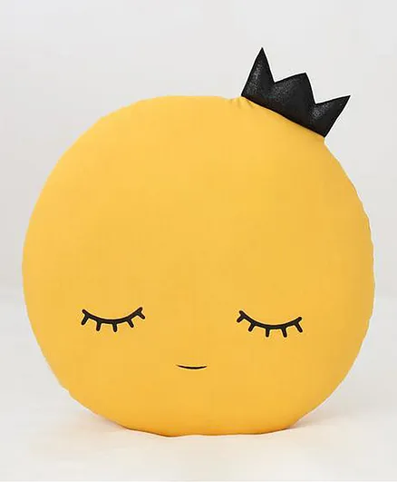 StyBuzz Full Moon Shaped Plush Velvet Cushion - Yellow  