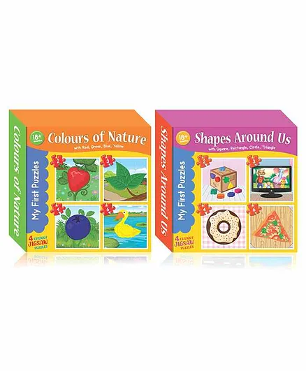 Art Factory Colours of Nature & Shapes Around Us Jigsaw Puzzle Combo of 2 with 4 Puzzles - 15 Pieces Each