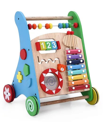 Baby Jazzy Wooden Activity Push Walker - Multicolor