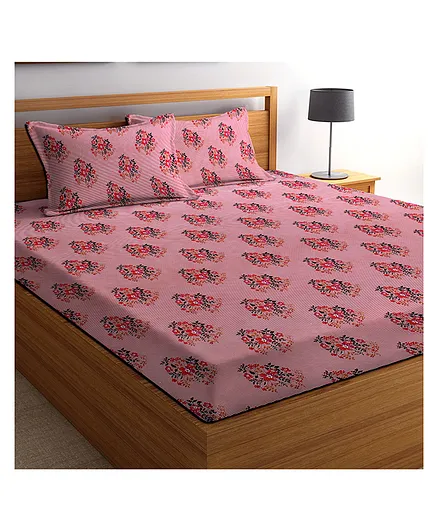 BSB Home 3D Printed Microfiber Double Bedsheet with 2 Pillow Covers - Multicolour