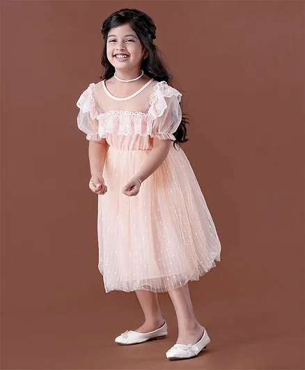 Kapri Kids Wear Girls Beautiful Knee Length Frocks Dress Golden   Sleeveless  Amazonin Clothing  Accessories