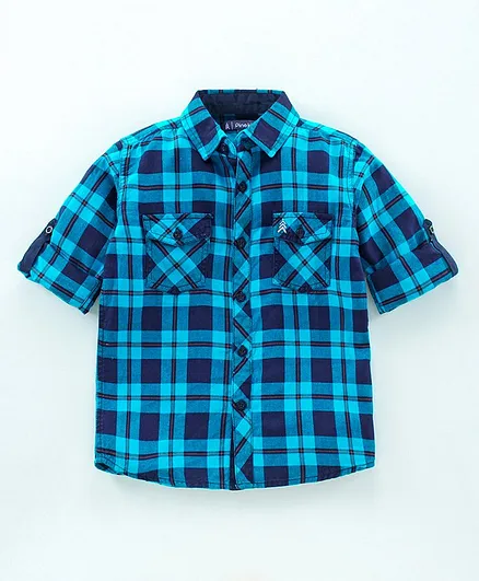 Pine Kids Full Sleeves Checked Shirt - Blue