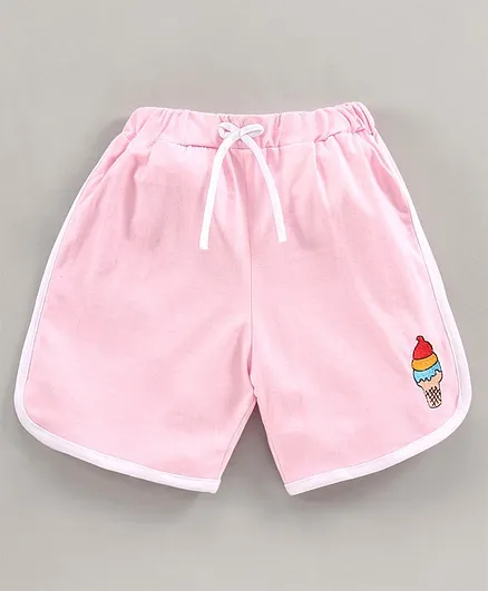 DEAR TO DAD Ice Cream Embroidery Shorts - Pink