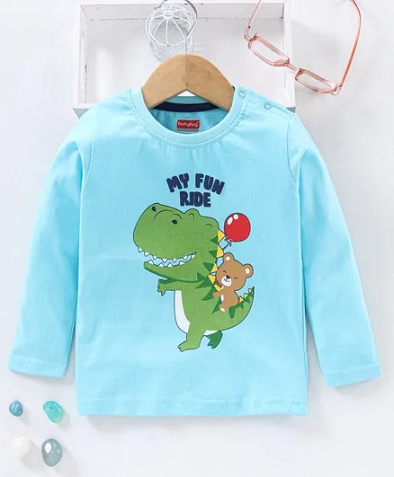 Babyhug Full Sleeves Tee Dino Print - Blue