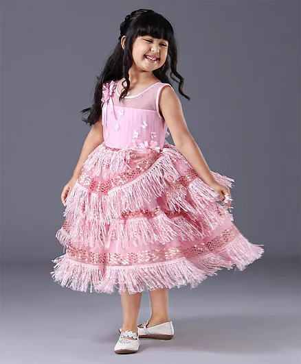 Enfance Sleeveless Layered Sequined Dress - Pink