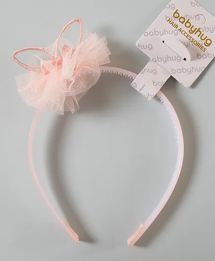 Babyhug Hair Band Bow Applique - Peach