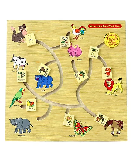 Little Genius Animal & Their Food Maze Toy - Multicolor 