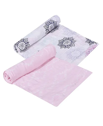 Mom's Home Organic Cotton Muslin Swaddle Pack of 2 - White & Pink