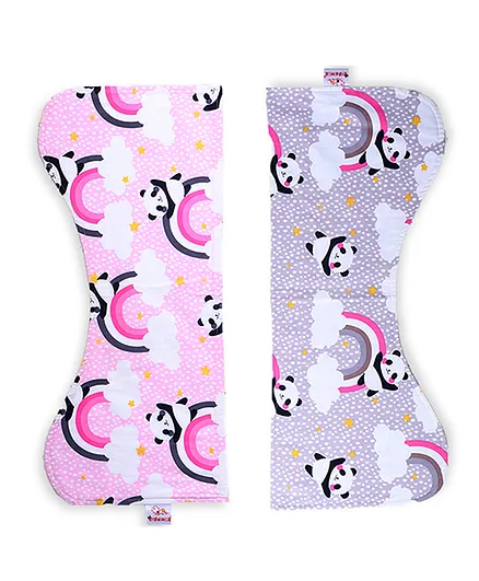 Enfance Nursery Burp Cloth Panda Print  Pack of 2 - Pink Grey