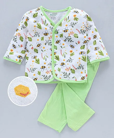 Ohms Full Sleeves Shirt & Pajama Set - Green