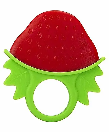 INFANTSO Non Toxic Food Grade Silicone Strawberry Baby Teether - Red
