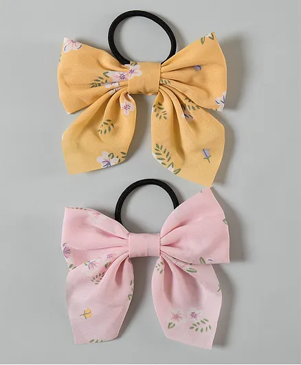 Pine Kids Bow Detailing Rubber Bands Pack of 2 - Pink & Yellow for Girls  (3-10 Years) Online in India, Buy at  - 9513785