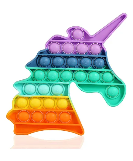 FunBlast Unicorn Shaped Stress Relieving Silicone Pop It Fidget Toy - Multicolor