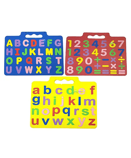 FunBlast Eva Puzzle Foam Capital & Small Alphabets & Numbers Learning Kit Pack Of 3 - Multicolor