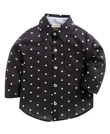CrayonFlakes Full Sleeves Polka Dot Printed Shirt - Black