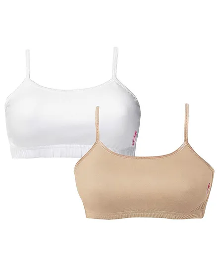 D'chica Pack Of 2 Non Padded Non Wired Beginner Bras - Brown White