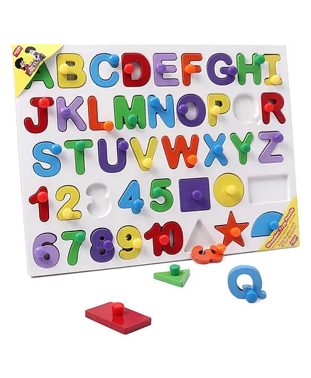 Anindita Toys Wooden Knob & Peg Puzzle Multicolour - 42 pieces