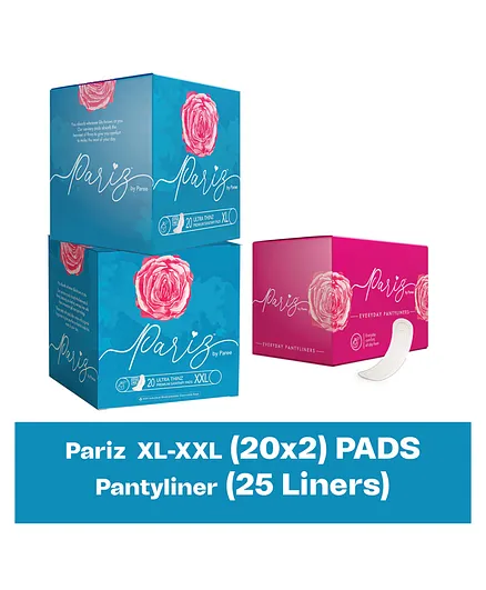 Pariz By Paree Premium Ultra Thinz Cottony Soft Extra Wide Sanitary Pads for Women XL & XXL Biodegradable Disposable Bags 40 Pads