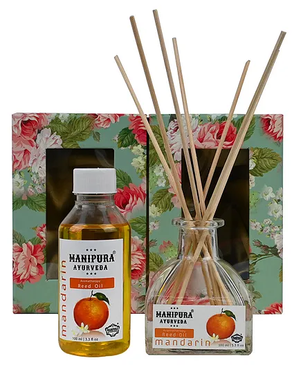 Manipura Ayurveda Aromatherapy Mandarin  Reed Diffuser Set - 100 ml 