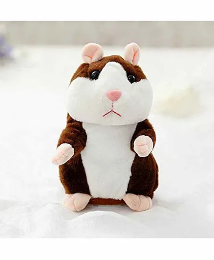 VGRASSP Talking Hamster Mouse Plush Interactive Toy White Brown - Height 15 cm