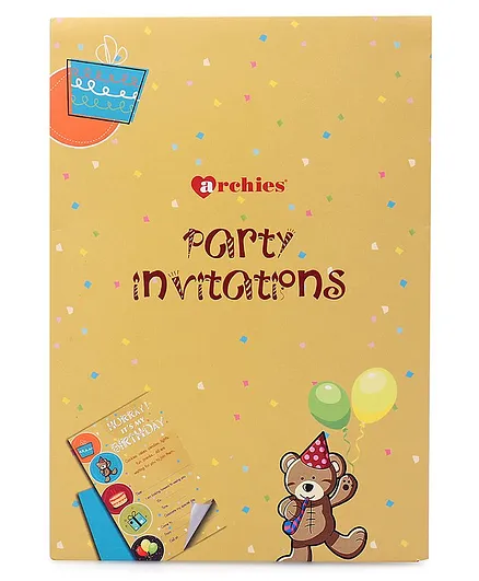 Archies Party Invitation Cards with Envelope Pack of 3 - Yellow