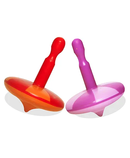 VParents Wooden Spin Tops Pack of 2 - Purple Red