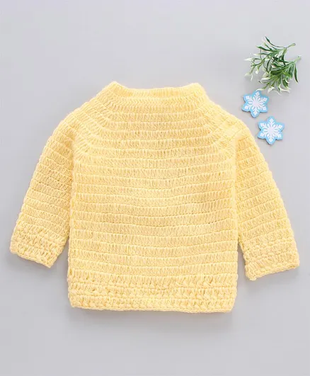 Richhandknits Full Sleeves Handknitted Pullovers - Yellow
