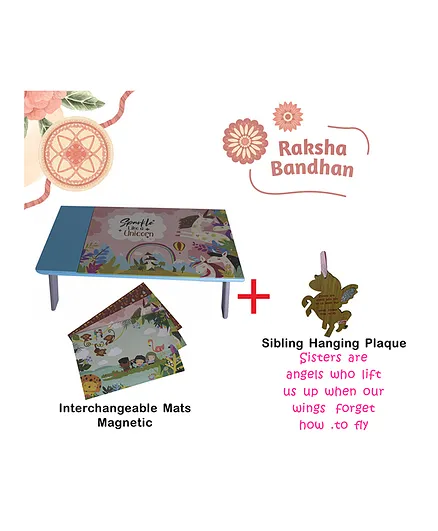 Kidoz Rakhi Special Wooden Multi- Purpose Laptop with Magnetic Mats and Free Rakhi Gift Set - Multicolor