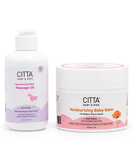 Citta Nourishing Baby Massage oil & Moisturizing Baby Balm Pack of 2 - 200 ml, 200 gm