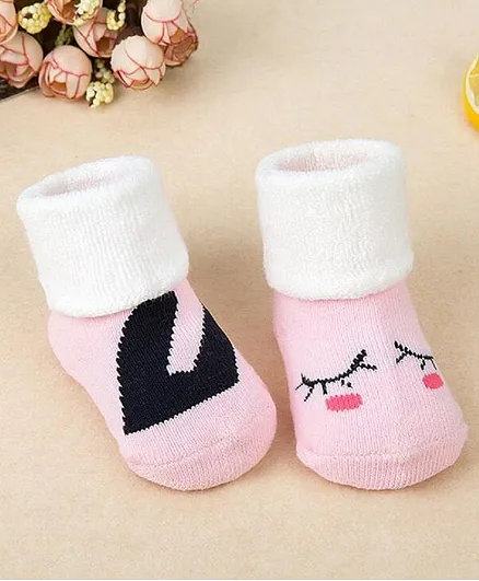 Flaunt Chic Blush Baby Printed Socks - Pink