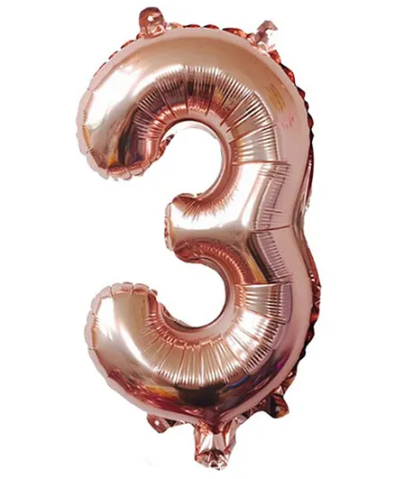 Amfin 3 Number Foil Balloon Rose Gold - Height 81.2 cm
