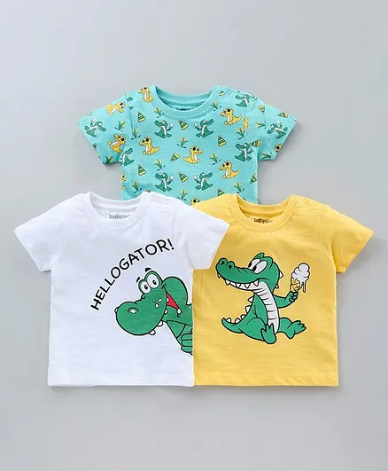 Babyoye Half Sleeves Cotton Alligator Print - Multiicolor