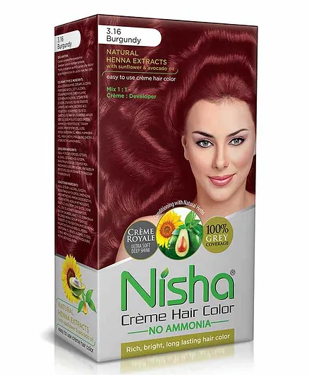 Nisha Crème Hair Color Box  Burgundy - 138 gm Online in India, Buy at  Best Price from  - 9570563