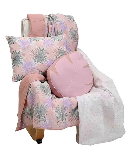 Mi Dulce An'ya Baby Cot Bedding Set Fern print- pink