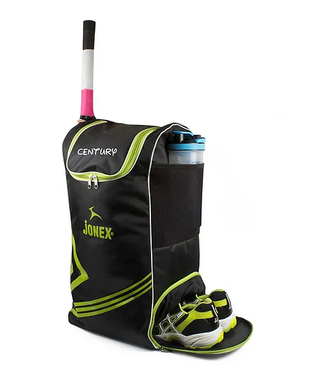JJ Jonex Backpack Century Cricket Kit Bag with Shoe Compartment - Green & Black