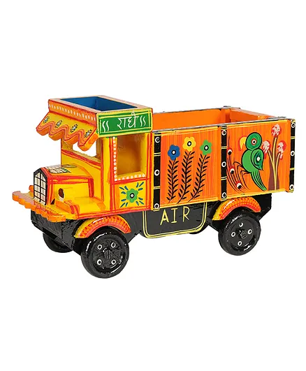 Crafts and Culture Wooden Miniature Toy Truck Large - Multicolour