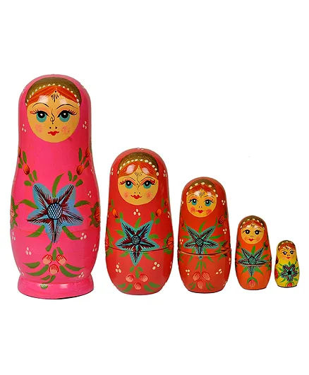 Crafts and Culture Wooden Doll 5 in 1 - Multicolour