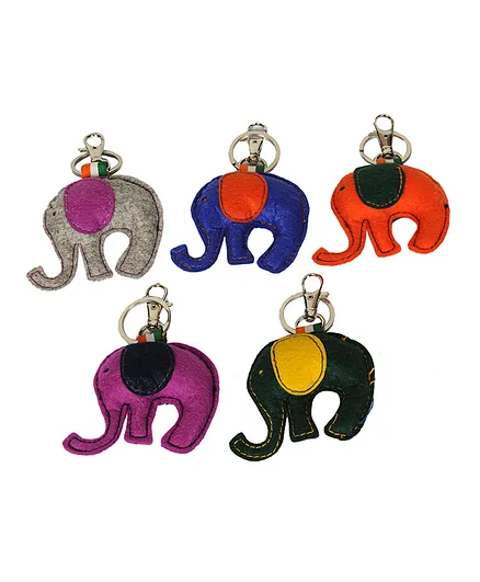 Vibrant Indian Elephant Felt Keychain - Color May Vary