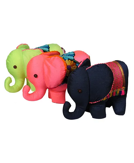 Vibrant India Elephant Soft Toy - Length 20 cm  (Color May Vary)
