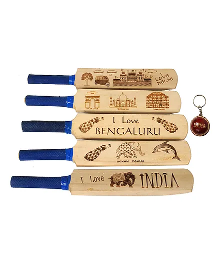 Vibrant India Bat & Ball Engraved Collectible - Print May Vary