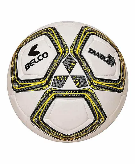 Belco Sports Diablo 32 Panel PU Football Size 5 - White Yellow